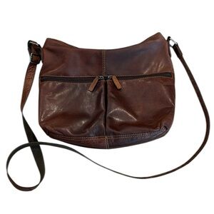 Jack Georges Voyager Uptown Hand Stained Leather Hobo Bag Adjustable Strap. EUC